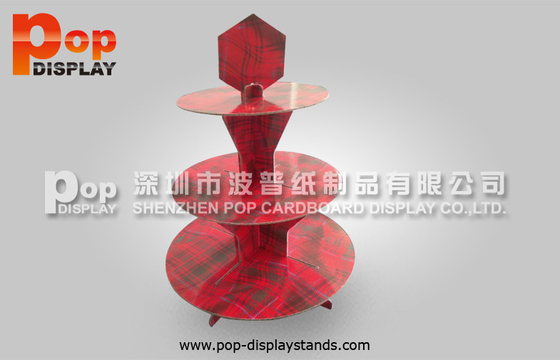 OEM Round 3 Tier Cardboard Cupcake Display Stands For Birthday Party
