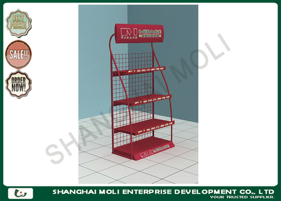Wire metal stands supermarket shelves for oil lubricant cans bottles four tiers metal displays