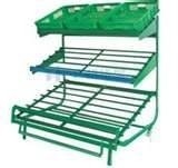 3 Layers Green Metallic Fruit And Vegetable Rack Display Stands With Label